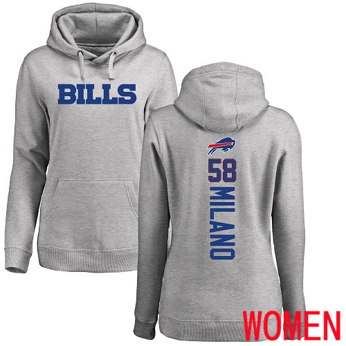 NFL Women Buffalo Bills #58 Matt Milano Ash Backer Pullover Hoodie Sweatshirt
